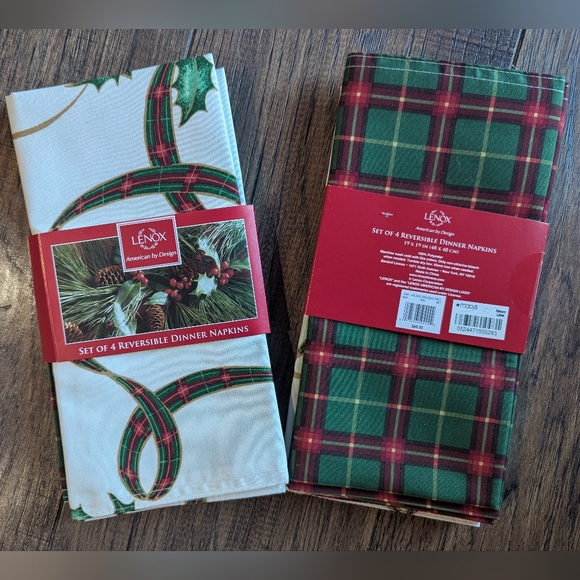 NWT Lenox Holiday Nouveau Quilt Set Of 4 Reversible Napkins Polyester 2 sets - Picture 1 of 5